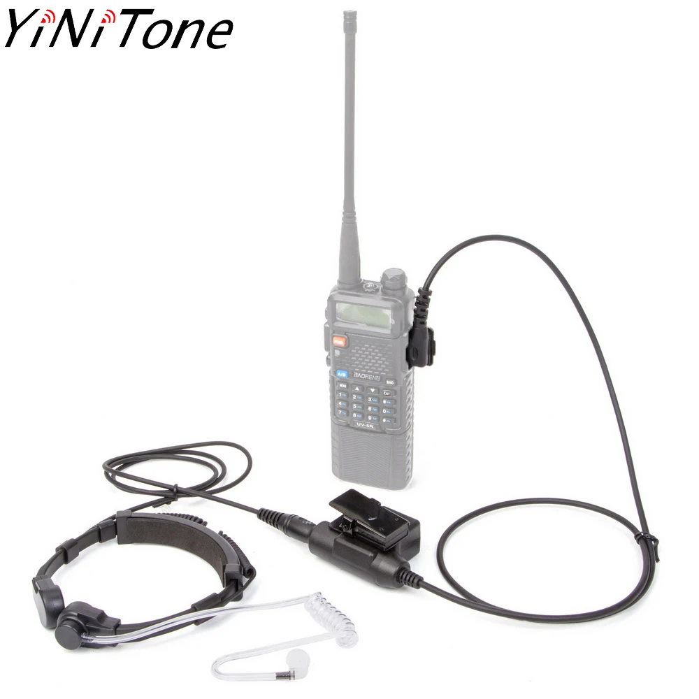 

YiNiTone Walkie Talkie Microphone Heavy Duty U94 PTT Neck Throat Mic Radio Tactical Air Tube for Baofeng Kenwood TYT Earpiece