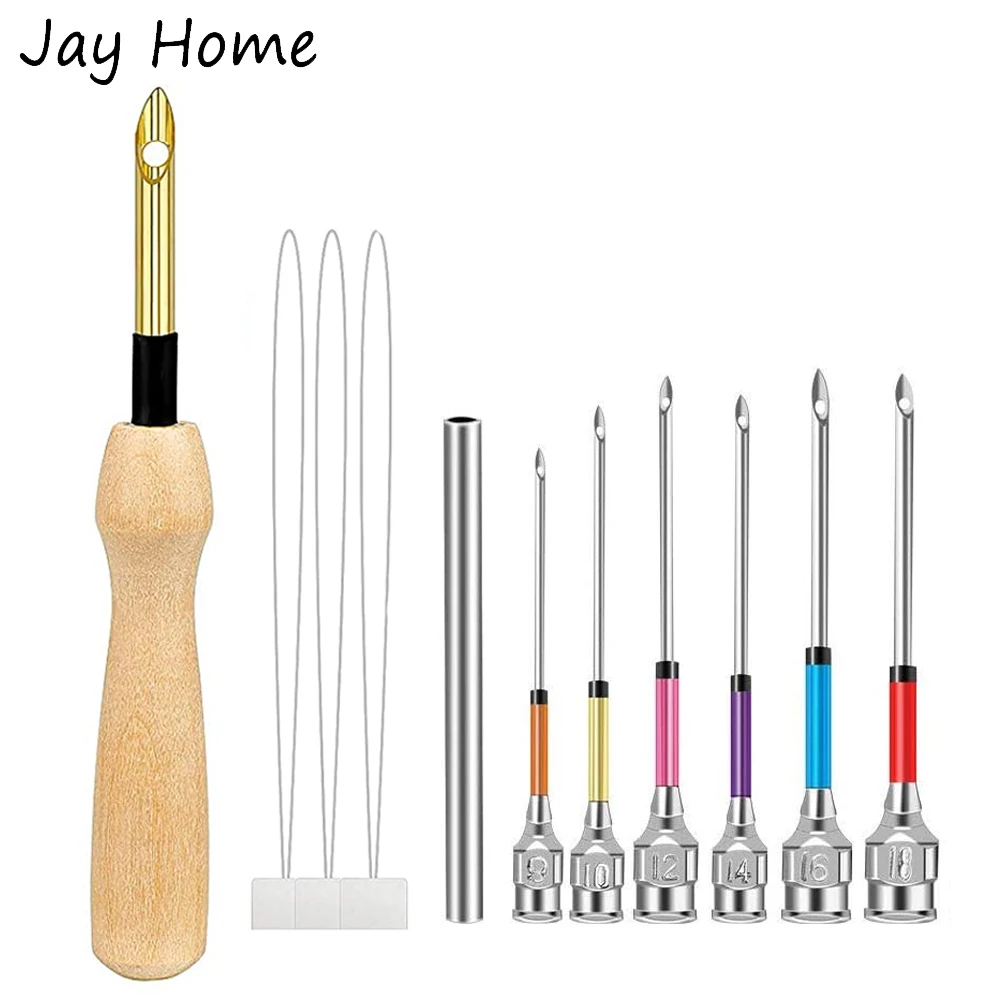 

11PCS Needle Punch Tool Kit Punch Needle Tool Embroidery Punch Needle & Wooden Punch Needles for Embroidery DIY Crochet Knitting