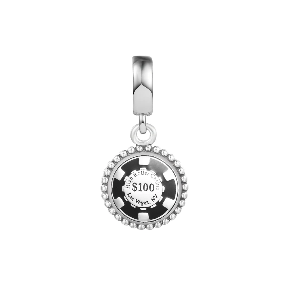 

Las Vegas 100 USD Chip Dangle Charms Genuine 925 Sterling Silver Jewelry for Women Fits Original Bracelet DIY Making kralen