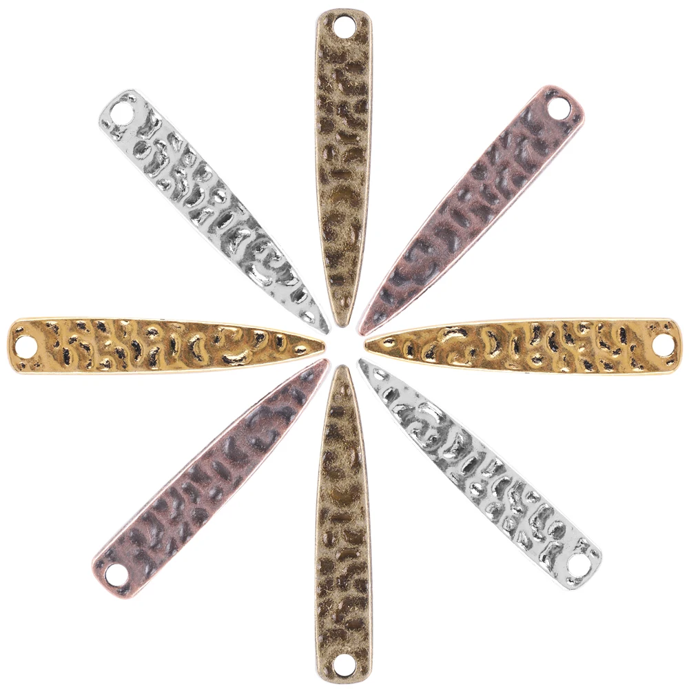30Pcs/Lot Charms Alloy Beads Triangle Shape 8x41mm Metal Crystal Pendant Diy Making Charm Earing Necklace Finding Jewelry