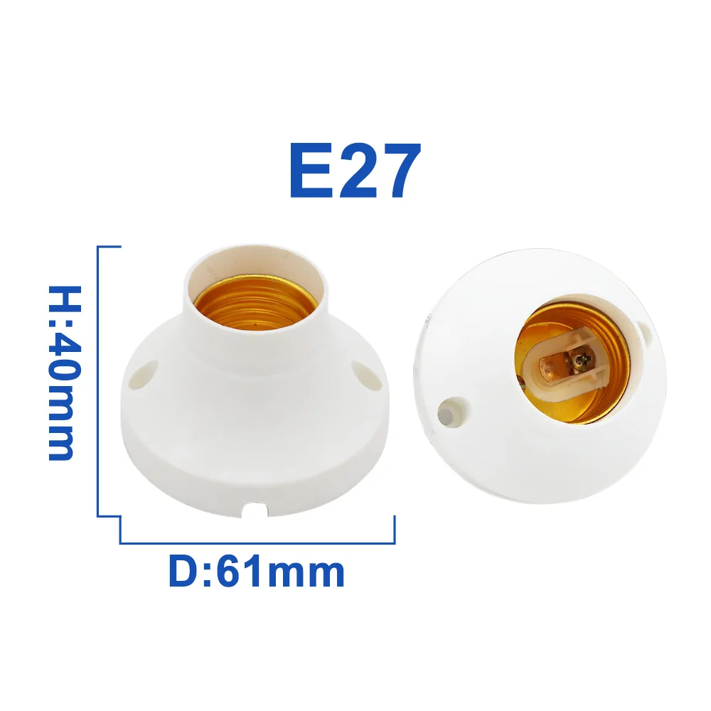 E27 Round Plastic Base E27 Screw  Lamp Holder E27 Flat Lamp Base ceiling type Socket White Lamp Holder