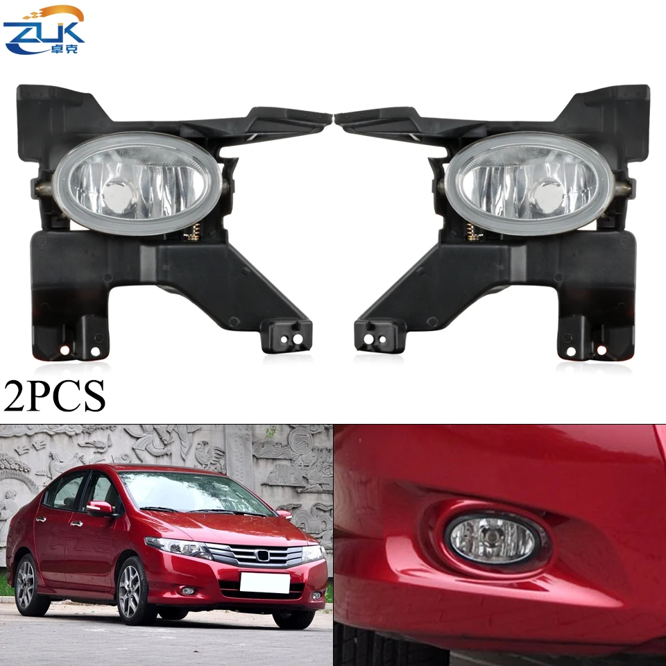 

ZUK Pair Car Front Bumper Fog Lamp Reflector Light For HONDA CITY 2009 2010 2011 GM Glass Fog Light Foglights Anti-Fog Lamp