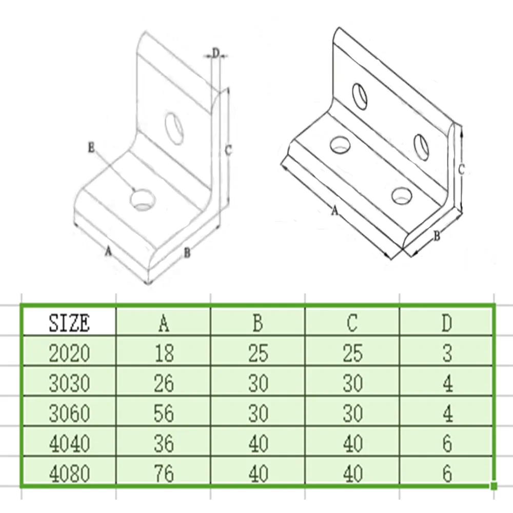 1 SZT. Kątownik L 90 stopni 4 otwory 3060 30mm łącznik narożny wspornik kątowy listwa łącząca do profili aluminiowych serii 30/60