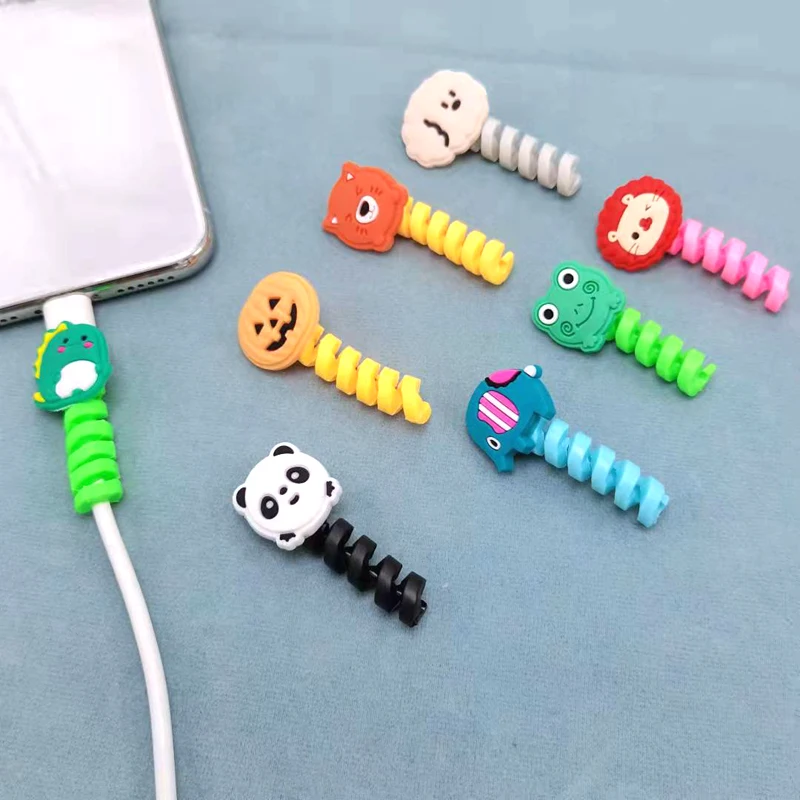 Cartoon Cable Protector For iPhones Android Type-c Winder USB Charging Cord Organizer Headphone Earphone Data Line Protect