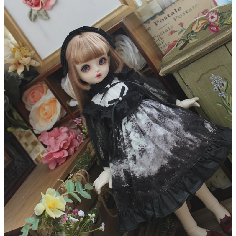 BJD clothes blyth doll dress + hair band for 1/3 1/4 1/6  BJD SD DD Blyth doll accessories doll dress with lace sleeves