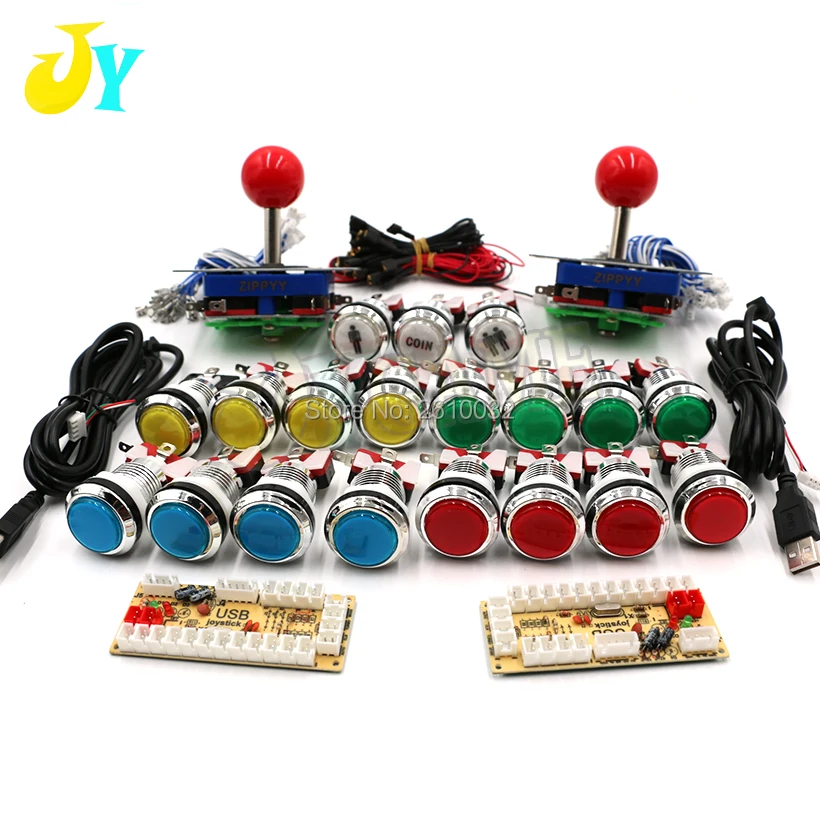 

DIY Zero Delay USB Encoder To PC To 2 Arcade Joystick 5V illuminated Light Push Button 1P 2P COIN Button Arcade Kit