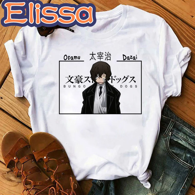 Hot Japanese Anime Bungou Stray Dogs T Shirt Men Kawaii Cartoon Osamu Dazai Graphic Tees Unisex Harajuku Tops T-shirt Male