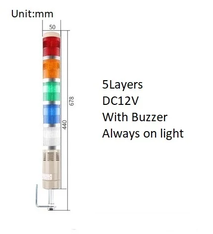Industriële Multilayer Veiligheid Stapel Alarm Lamp Side Opknoping Led Signaal Toren Waarschuwingslampje DC12V/24V AC110V/220V Met Zoemer