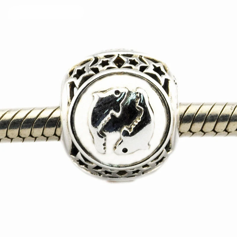 Pisces Star Sign Charm Beads for Jewelry Making Birthday Silver 925 Jewelry Original Vintage Beads for Charms Bracelets Women