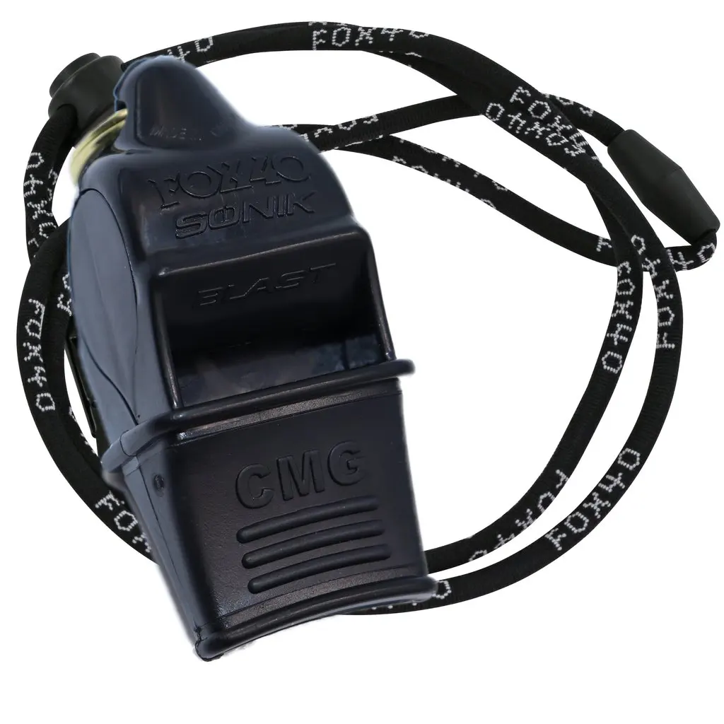 Canada Original Fox 40 SONIK BLAST CMG Whistle with Lanyard 2-Chamber Pealess 120 dB Fox40 Outdoor Survival Rescue / 9203