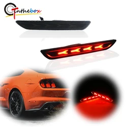Smoked Lens Red LED 3D Fish Born Design Rear Bumper Side Marker Lights For 2010-2018 Ford Mustang Fender Side Marker Lights 12V