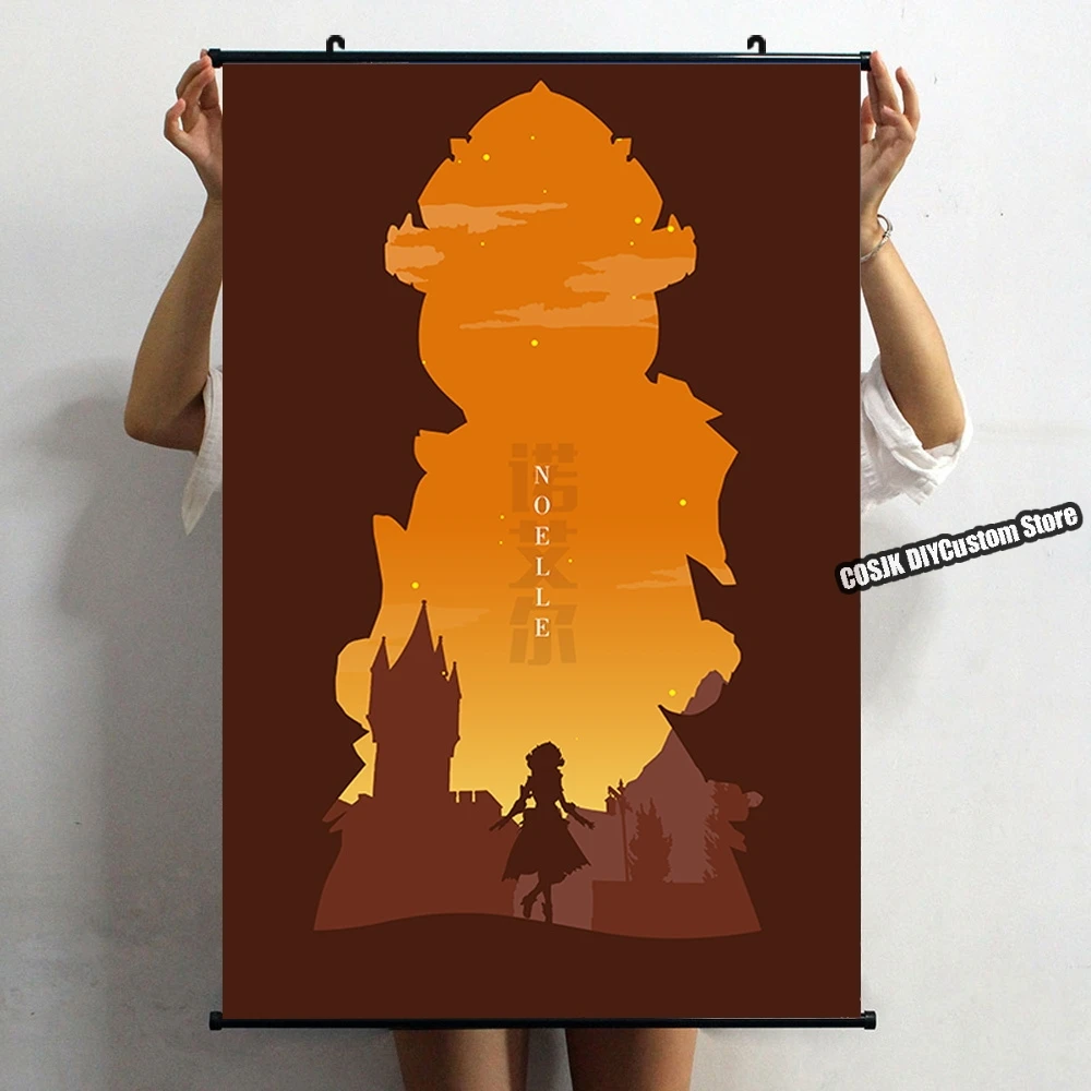 HOT Anime Game Genshin Impact Xiao Diluc Klee Qiqi Tartaglia Hu Tao Poster Wall Scroll Home Decor HD Art Wall Post Drop Shipping