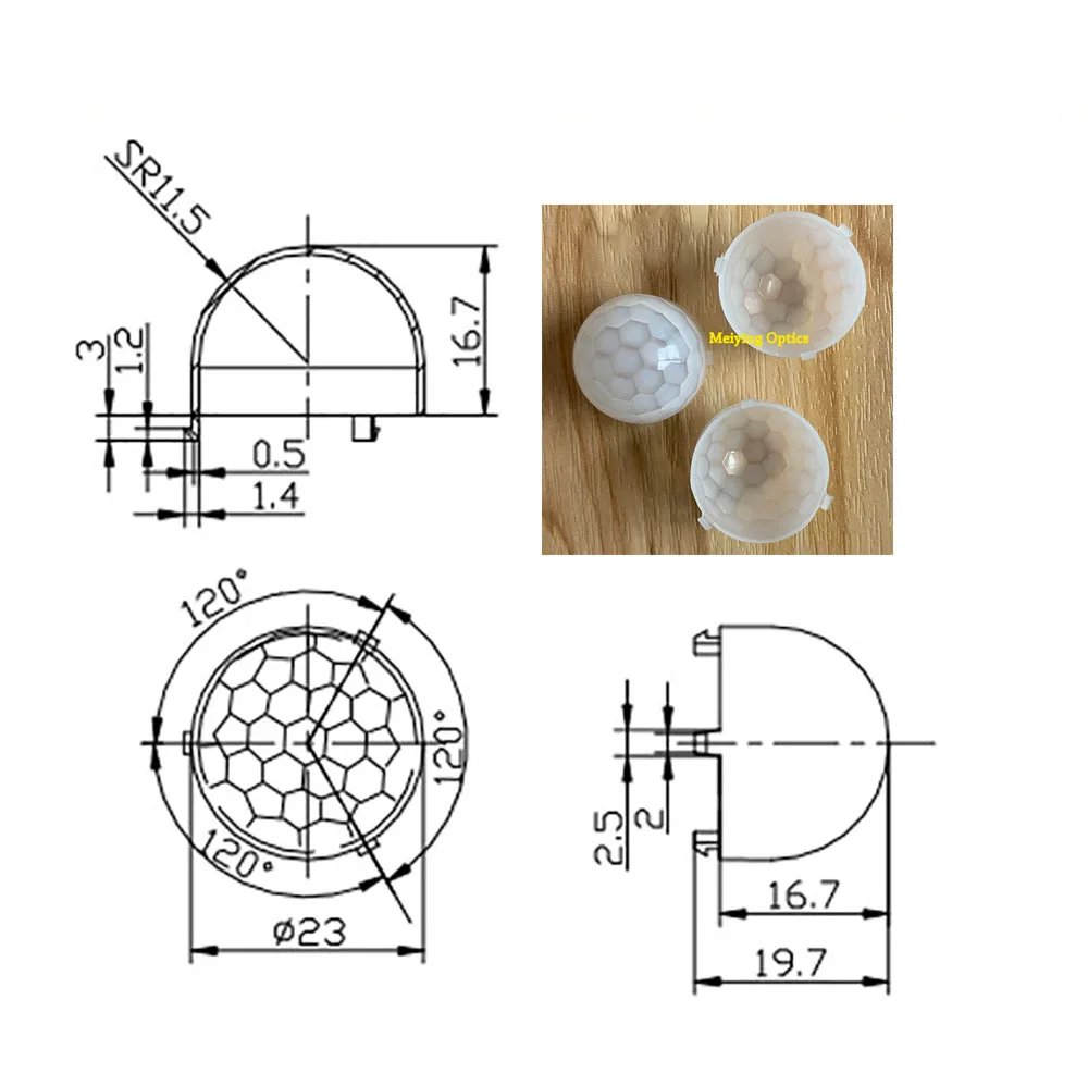 1pcs white infrared high sensitivity 10.1 13.1 23 mm PIR Fresnel lens