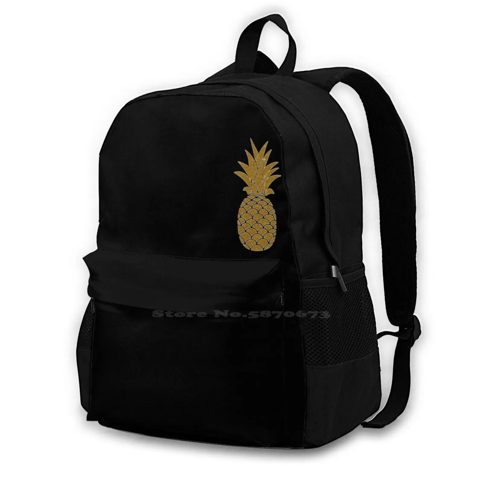 Gold Pineapple 368D Print Design Backpack Student Bag Golden Pineapple Pineapple Star Gloden Pineapple Golden Fruit Golden