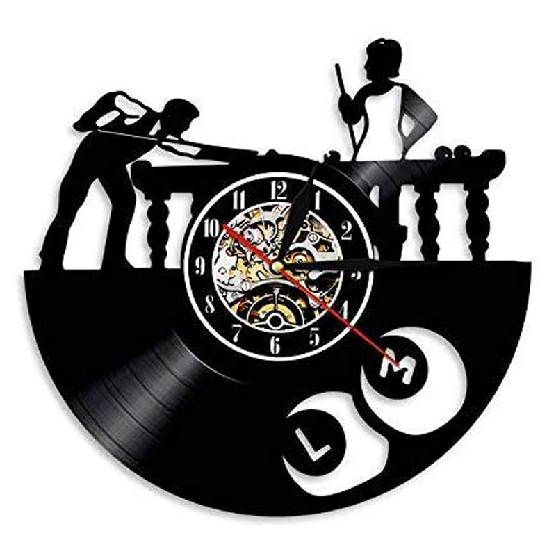 Billiards Pool Vinyl Record Wall Clock Modern Design Living Room Decoration Sport Hanging Watch Vinyl Wall Clocks Home Decor