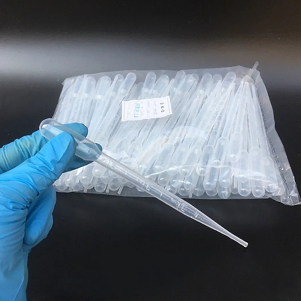 100pcs ,3ml Plastic Disposable Graduated Pipette Graduated Transparent pipettes Dropper Laboratory Polyethylene Makeup Tools