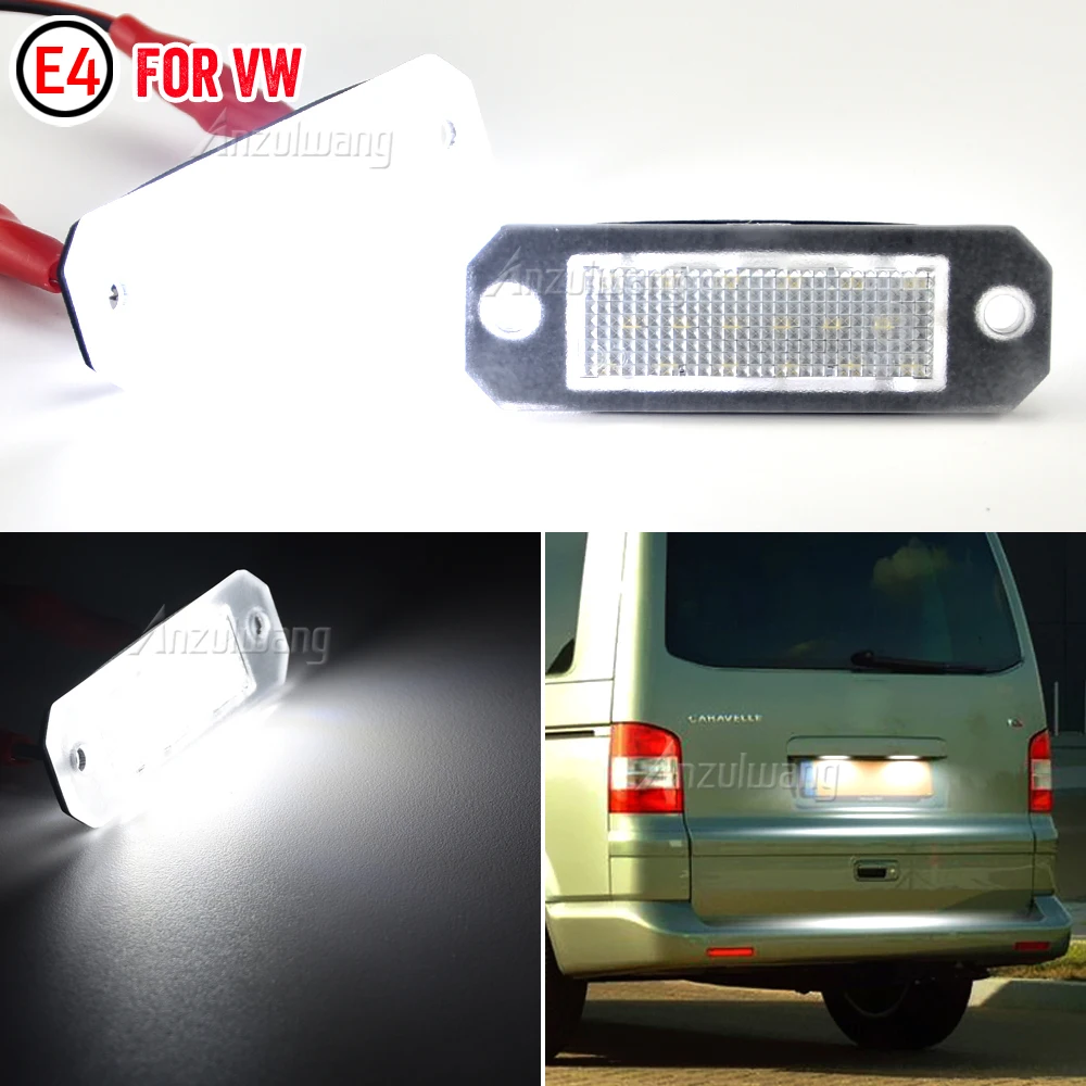 2Pcs For VW Transporter T5 2003-2015 T6 For Caddy 2004-2017 White LED License Plate Light Number Plate Lamp