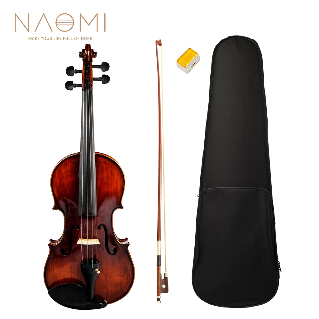 

NAOMI Acoustic Violin 4/4 Full Size Solid Wood Violin Fiddle Gloss Finish Violin New