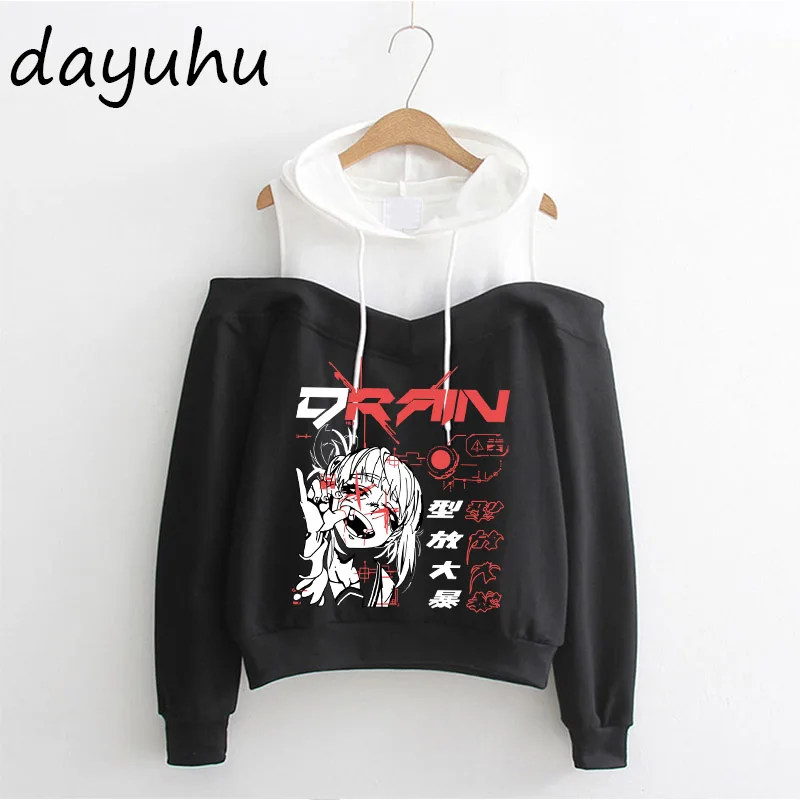 90s Goth Anime Hoodie Aesthetic Women Sweatshirt Punk Grunge Streetwear Ladies Gothic Top Manga Harajuku Clothes Y2k Female