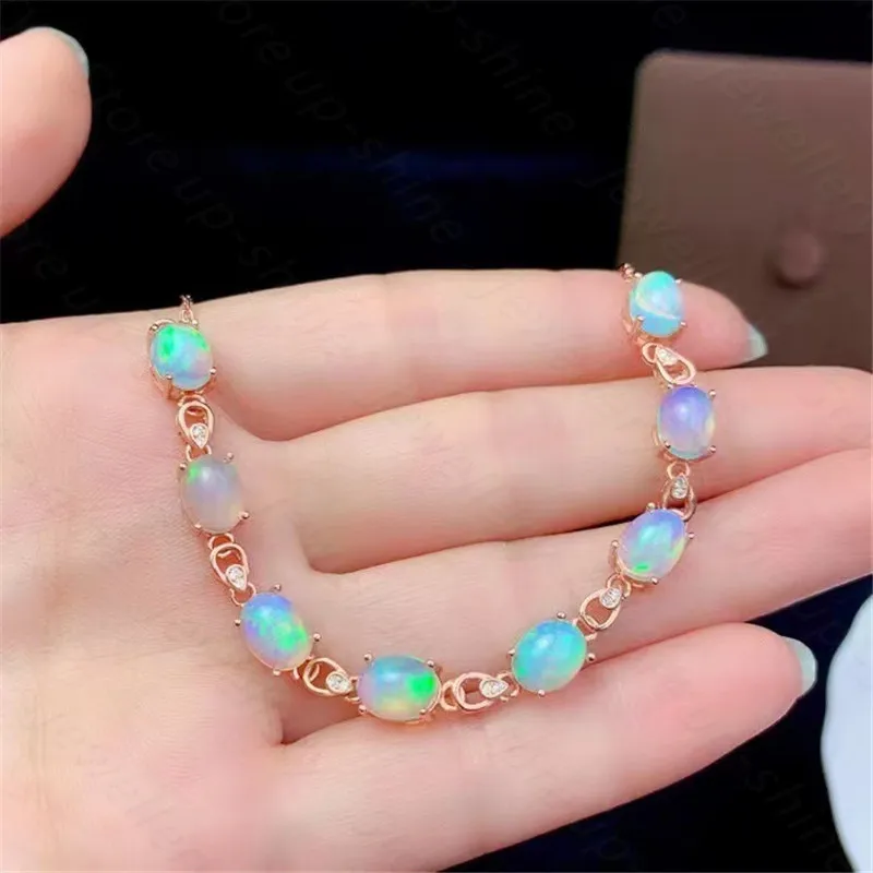

Summer new style 925 silver inlaid natural opal gemstone bracelet, women's bracelet, fine inlaid, luxurious and bright