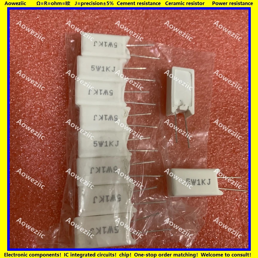 

10Pcs RX27-5 Vertical Cement Resistance 5W 1K ohm 1KR 1KRJ 5W1KJ 1000R 1000ohm 5W1K Ceramic Resistance precision 5%