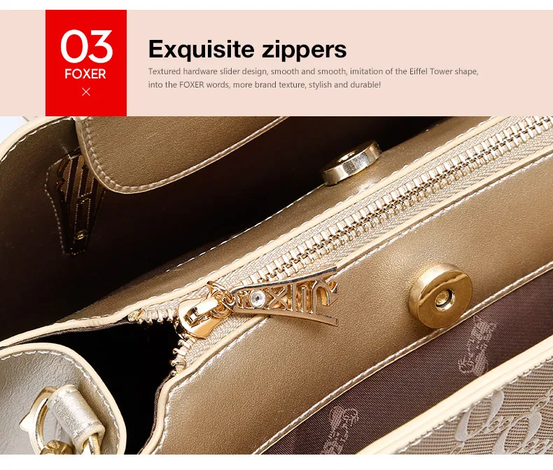 FOXER Split-Leder Monogramm-Handtasche Damen Schultertasche Rindsleder Luxus Mode Damen Umhängetasche Geldbörse Geschenk für Ehefrau – Detail 7