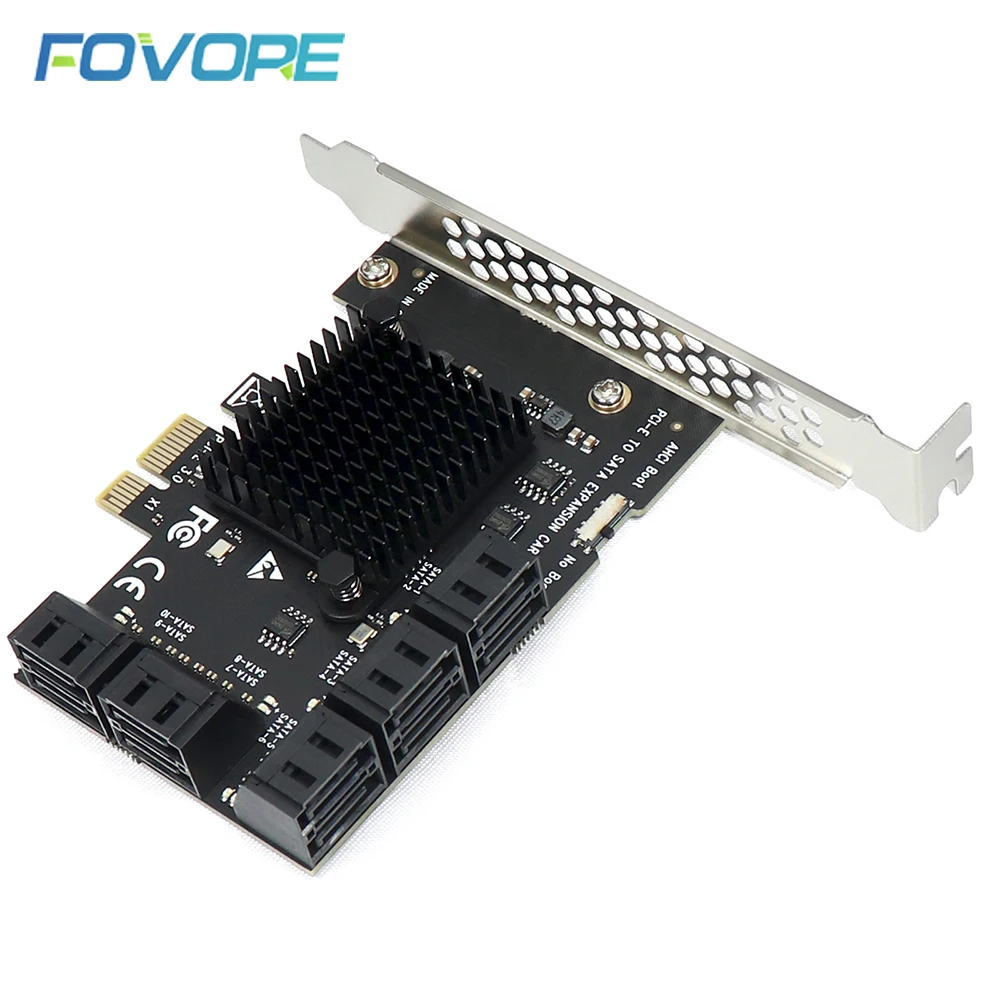 PCI express to 10 Port SATA Controller SATA 3 III 3.0 6Gbps to PCI-e x1 Card Adapter PCIe SATA3 Expansion Riser Card For Windows