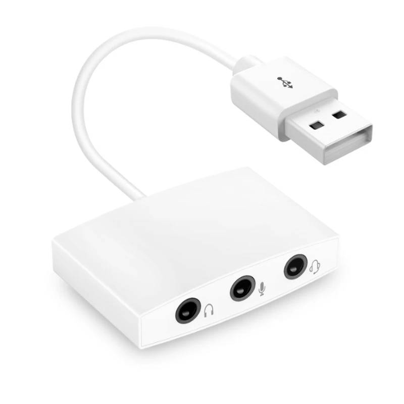 Внешняя звуковая карта USB 7,1-канальный аудиоадаптер, разъем 3,5 мм, стерео HD-гарнитура, микрофон, USB-кабель 30 см для ПК, ноутбука