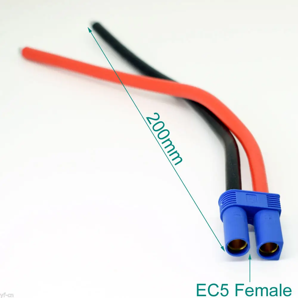 1pc 20センチメートル10AWG EC5女性ジャックバッテリコネクタシリコーンワイヤーdiyケーブル赤 + 黒