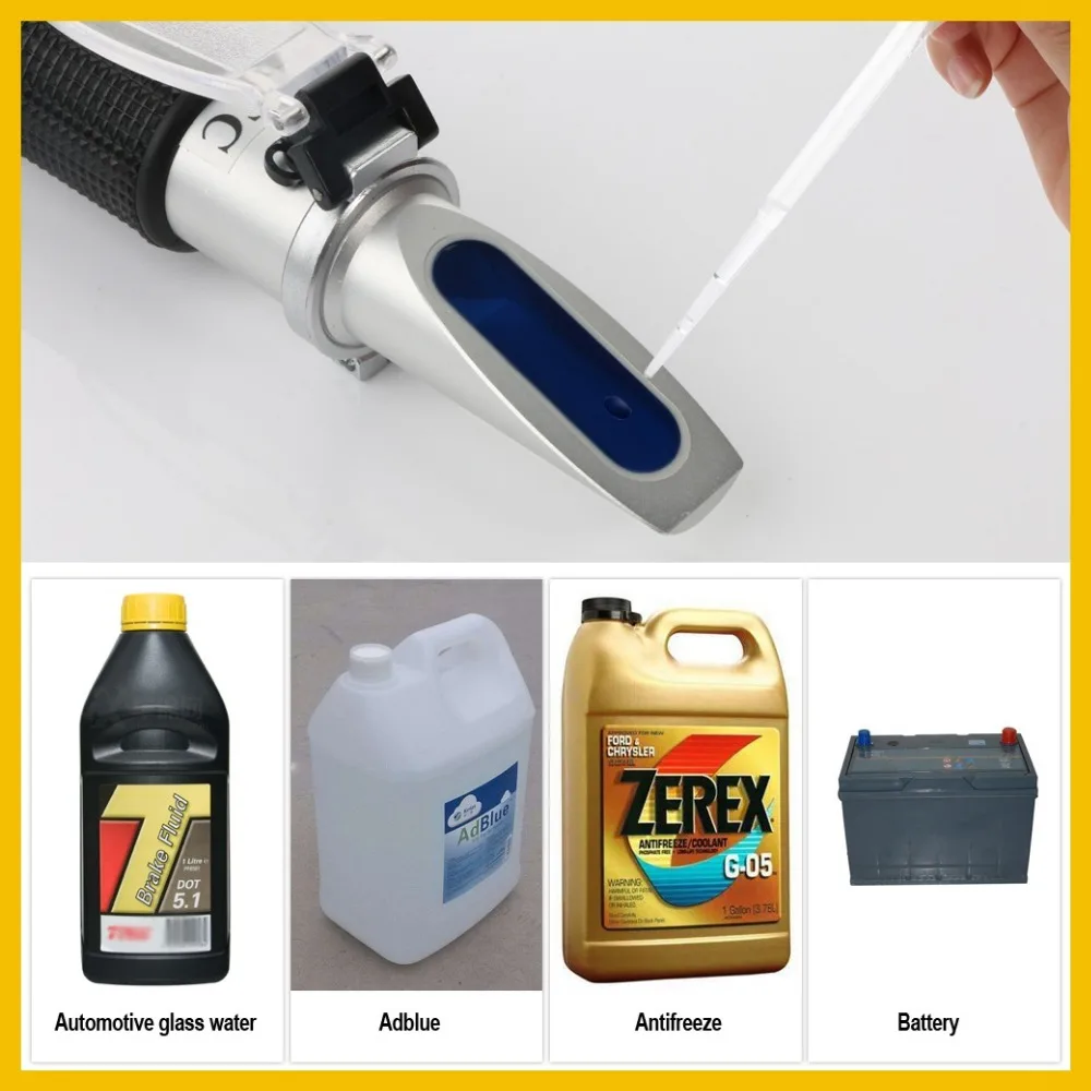 RZ Automotive Antifreeze Refractometer Freezing point Urea Adblue Battery fluid Glass water tester meter ATC Tool RZ115