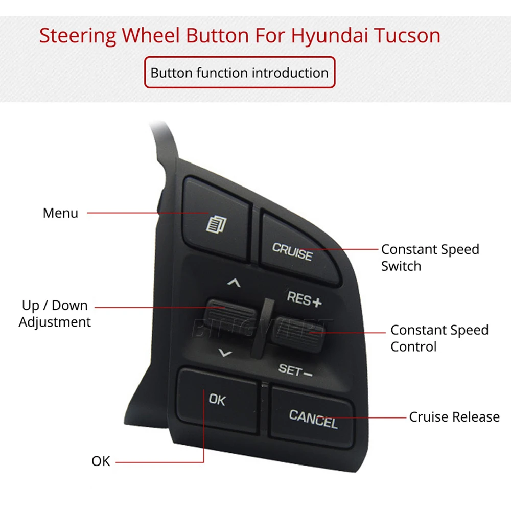 BINGWFPT For Hyundai Tucson IX35 2015- 1.6T/2.0 Steering Wheel Cruise Control Button Switch Button 96720D3200