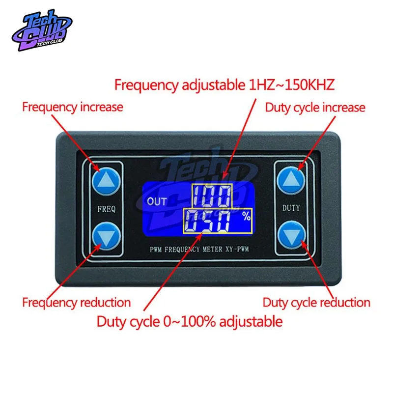 1Hz-150KHz LCD Digital Display PWM Signal Generator 1-Channel PWM Pulse Frequency Duty Cycle Adjustable Square Wave Generator