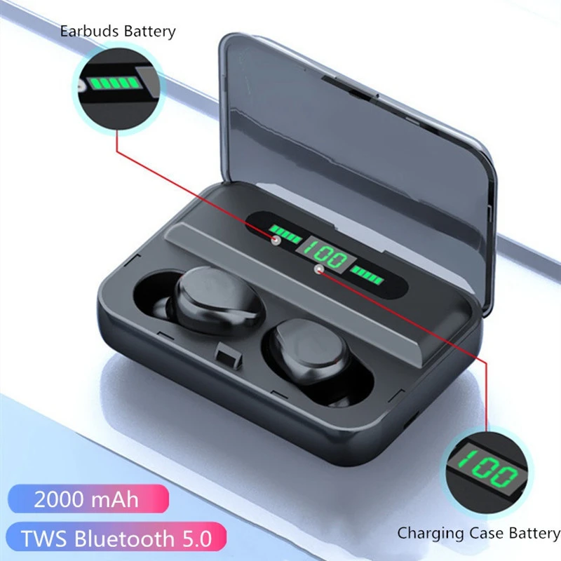 

New Bluetooth 5.0 Earphones Mini Wireless Music Headsets Stereo Sports Waterproof Headphone Earbuds with Charging Box For Phone