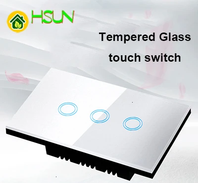 

120 type US /AU Standard Touch screen Switch 3 Gang Glass Touch Switch 110-240V Light Sensor Waterproof Switch remote control