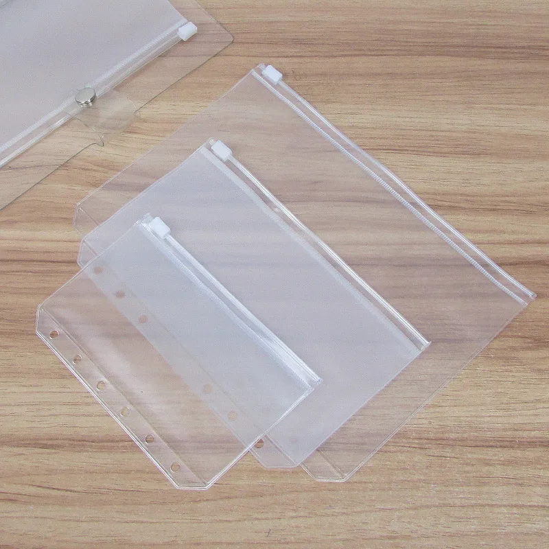 A5 A6 A7 Transparent File Holder Notebook 6 Hole Loose Leaf Pouch DIY Document Bag Binder Rings PVC Storage Binding Folder