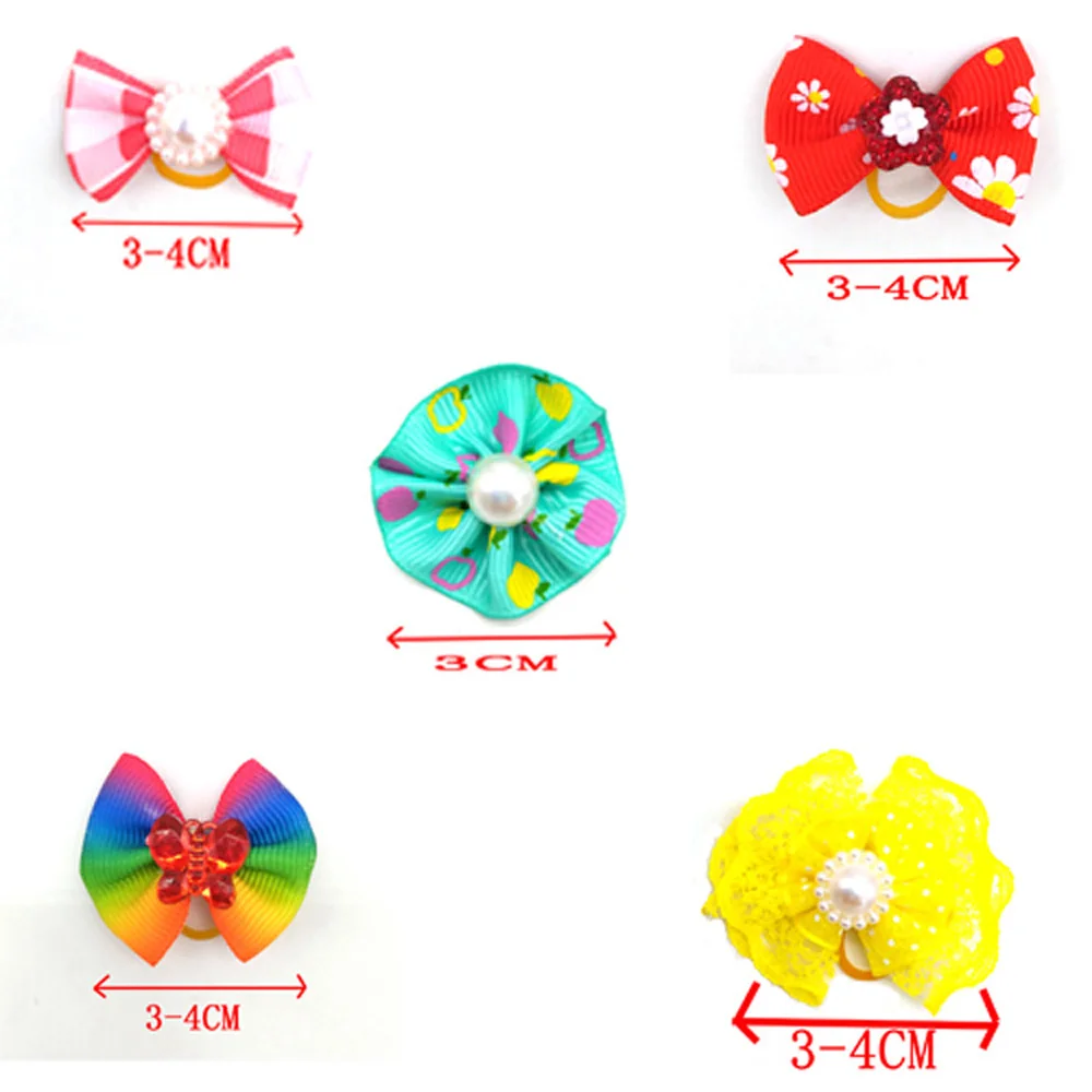 20 pieces/lot Cute Pet Dog Bows Ball Hair Accessories Grooming Puppy Hair Accessories With Rubber Bands Pet Headwear