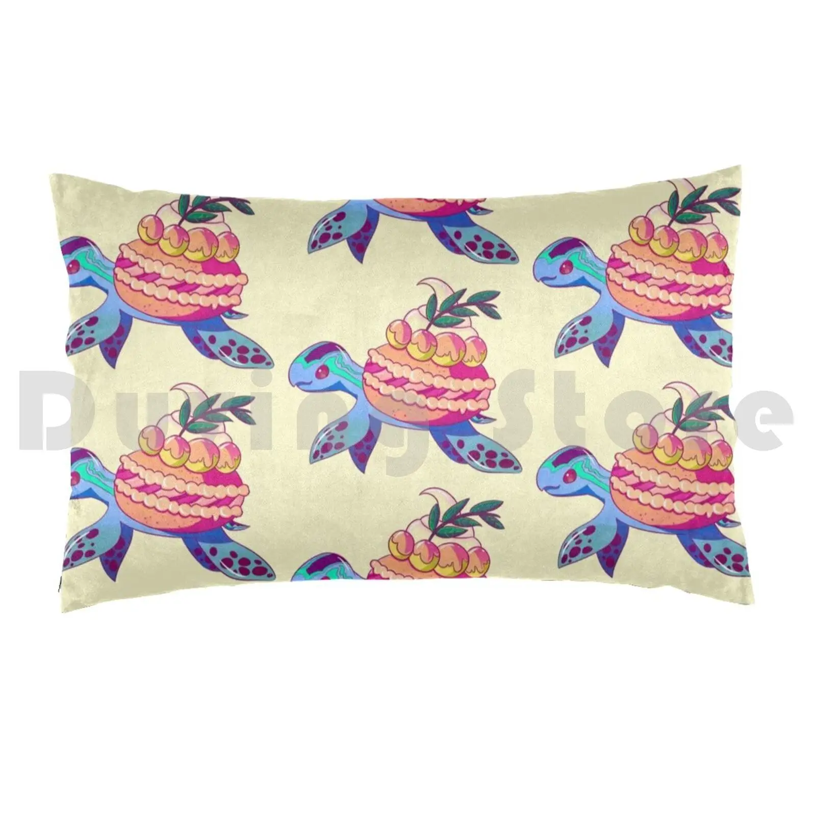 Strawberry Turtleroone Pillow Case 20*30 Inch Tortoise Turttle Macaron Macaroone Dessert Animal Marine Life