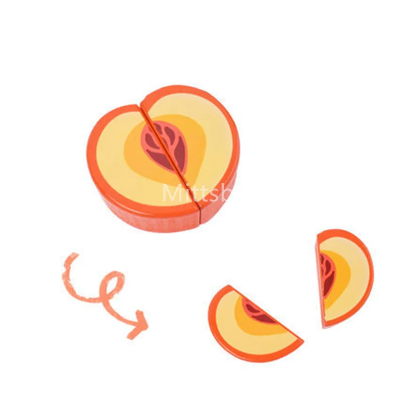 Simulation Magnetic Montessori Fruit Play House Strawberry Watermelon Banana Durian Seasoning Baking Toy Wooden Educational Toys