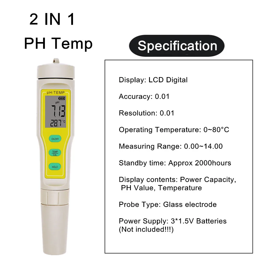 Professional 4 IN 1 TDS PH EC Temp Meter PH Tester Water Quality Testing Temperature Monitor Pen Acid Base Measurement Tools