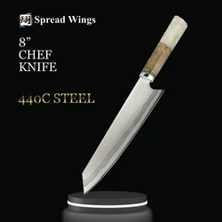 SW Knives 8 Inch Kitchen Chef Knife 440C 7 Layer Composite Clad  Steel  Sharp Slicing Vegetable Cutting Utility Knife  Tool  Set