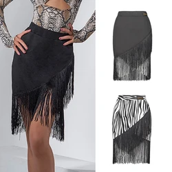 Latin Dance Skirt Female Adult Tango Salsa Cha Cha Rumba Samba Performance Wear Lady Encrypted Fringed Strappy Skirts DNV14637