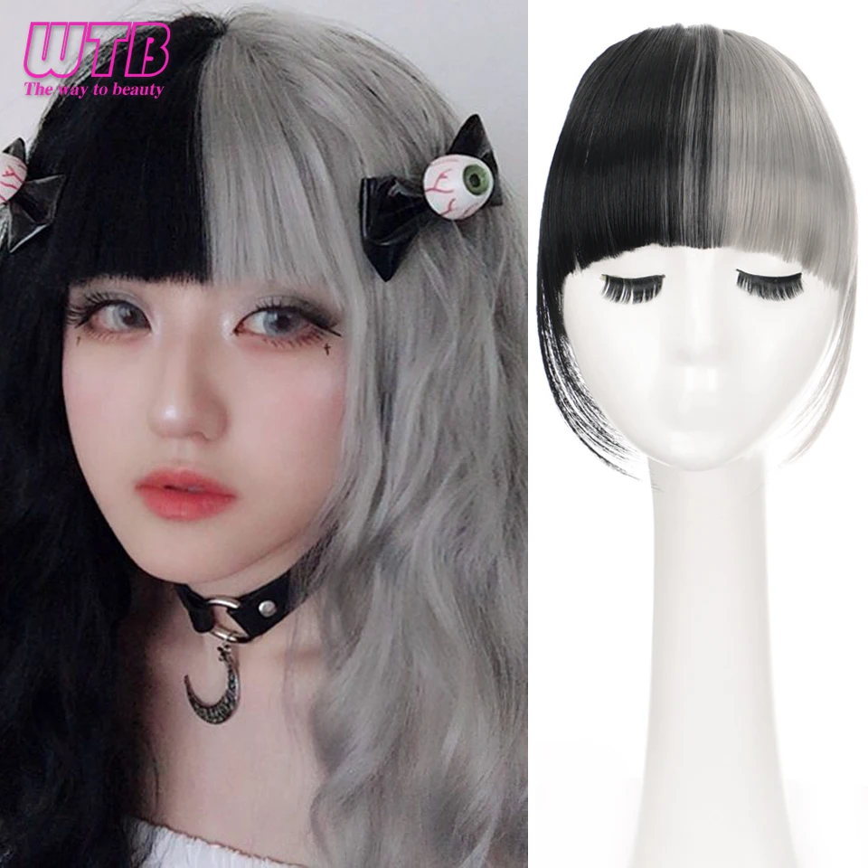 

WTB Synthetic Fake Blunt Air Bangs Front Hair Extension Fringe Natural False Hairpieces for Women Clip In Bangs Heat Resistant