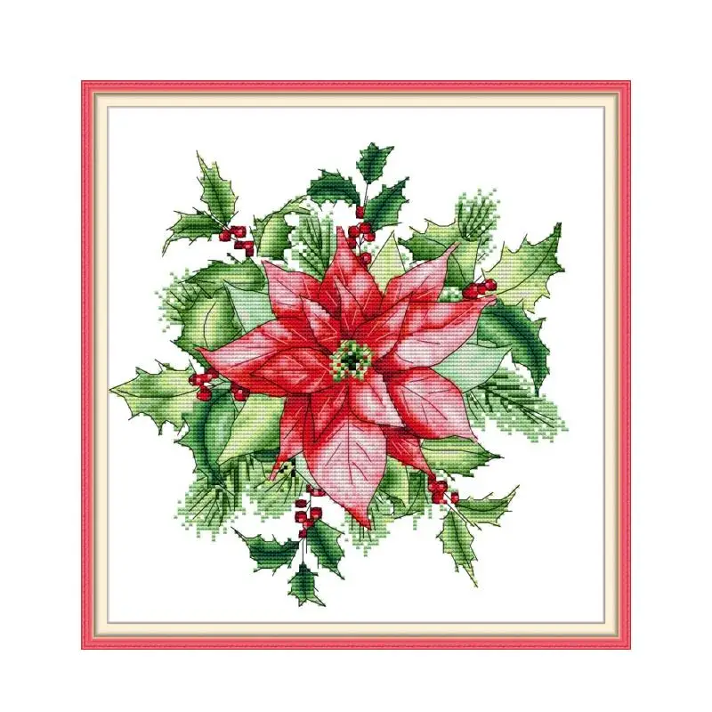 

H867 Рождественский красный набор для вышивки крестом Aida 14ct 11ct с принтом на холсте, вышивка, сделай сам, рукоделие ручной работы