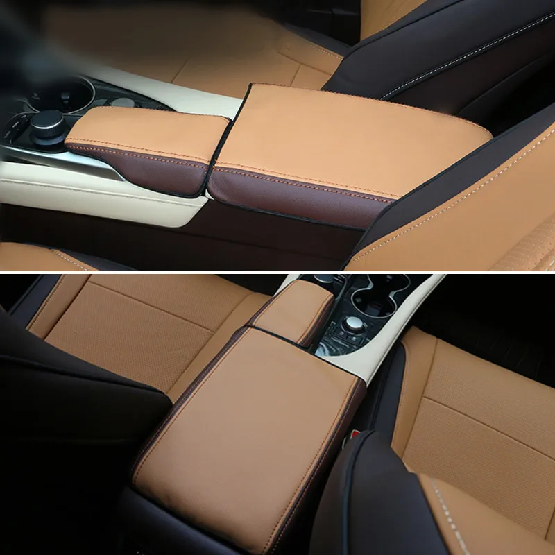 CNORICARC Leather Car Armrest Cover Pad Center Console Storage Box Cover Case Protective Set For Lexus RX 200t 450h 2016 2017