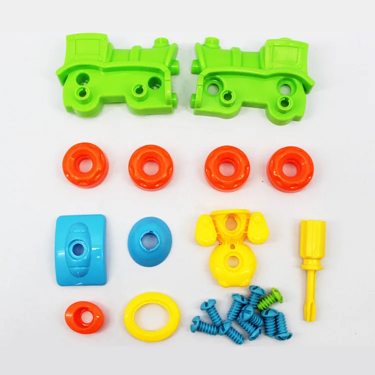 Puzzle Blocks Plastic Insert Train Helicopter Shape Screwing Disassembly Blocks for Children Educational Toys Scale Models