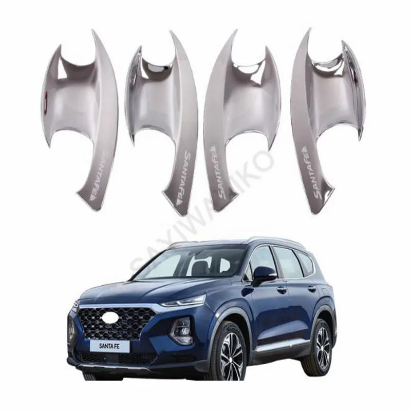 ABS chrome CARBON decoration Door bowl cover Car Accessories For Hyundai Santa Fe IX45 2019 2020