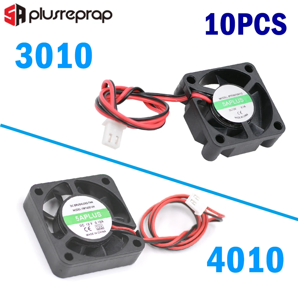 

10pcs 4010 or 3010 DC Cooling Fan 12V / 24V Brushless 2-Wire Cooling Fan For 3D Printer J-head Hotend Extruder