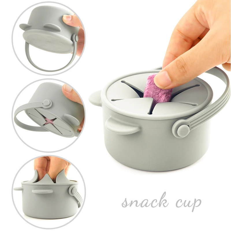 Cartoon Tier Infant Lernen Fütterung Tasse Tragbare Festen Lebensmitteln Lagerung Box Snack Storage Container Mit Silikon Deckel Baby Zeug