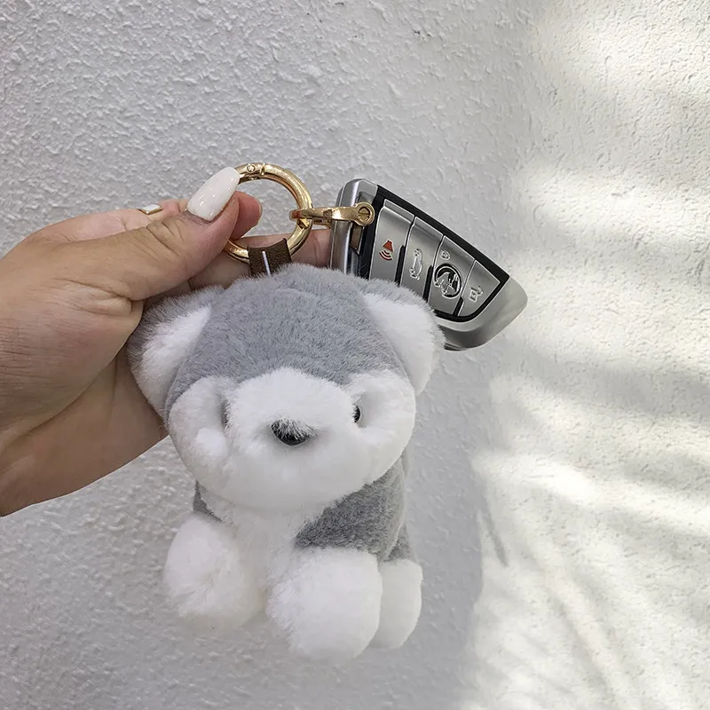 Genuine Rex Rabbit Fur Keychain Puppy Dog Bag Purse Charm Backpack Pendant Accessories Toy Gift