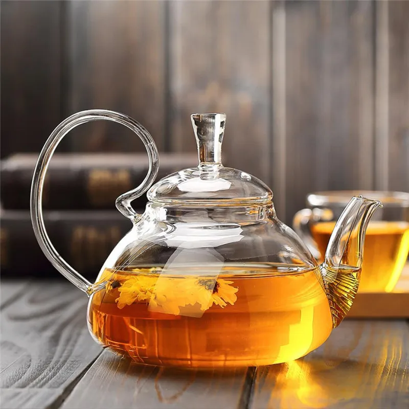 High Borosilicate Heat-resistant Glass Teapot Chinese Glass Teapots Household High Handle Transparent Flower Coffee Glass TeaPot